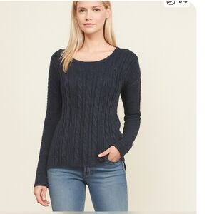 Abercrombie Fitch Cable Knit Sweater Womens Med Navy Blue